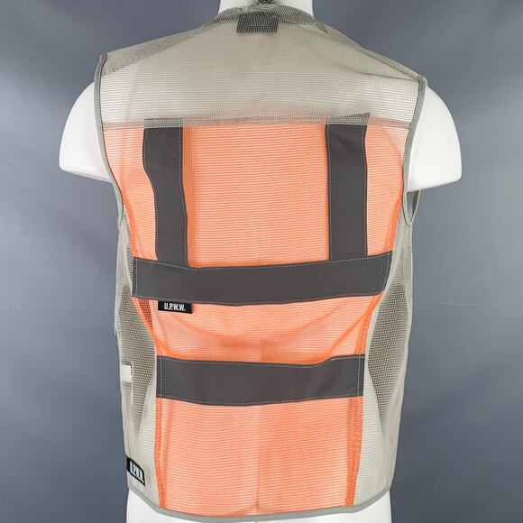 U.P.W.W. Size XS Grey Orange Mesh Polyurethane Utility Vest - Picture 4 of 7